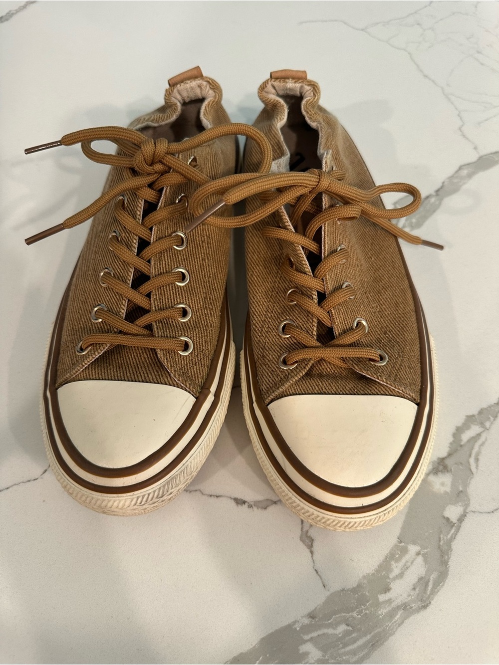 Very G Camel/Tan Canvas Lace-Up Sneakers